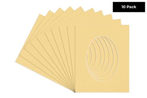 Marzipan Beige Acid Free 30x42 Oval Picture Frame Mat with White Core Bevel Cut for 26x40 Pictures - Fits 30x42 Frame - Pack of 10 Matboard Show Kits With Acid Free Backings & Clear Bags - size: 10 Matboards With Acid Free Backings & Clear Bags