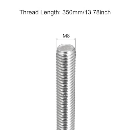 TOP-VIGOR 2Pcs M8-1.25 x 350mm Length Fully Threaded Rod, 304 Stainless Steel Right Hand Threaded Rods, Fully Studding Rod Bar for Anchor Bolts, Clamps, Hangers and U-Bolts - size: M8 x 350mm