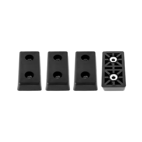 4 Medium Rectangle Rectangular Black Rubber Feet Bumper w/Metal Insert – 2.00" L x 1.00” W x .390" H – Heavy Duty/Non-Marking - Perfect for Furniture, Tables, Chairs, Benches, Appliances - Made in USA - size: Medium