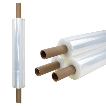 PSBM Stretch Film/Wrap with Extended Core Handles, 4 Rolls 20" x 1000 Feet 70 Gauge, Heavy Duty Up to 600% Industrial Strength Clear Shrink/Plastic Wrap for Packing, Shipping, Storage - size: 4 Pack, style: 70 Gauge