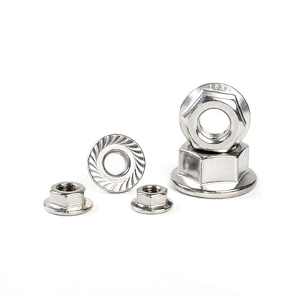 M10-1.5mm (20 Pcs) Serrated Hex Flange Lock Nuts, 304 Stainless Steel Bright Finish Full Thread Hex Drive - size: M10(20PCS)