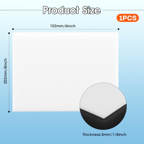 Hdpe Sheet 1/8 Inch Thick, 6" x 8" High Density Polyethylene Board, Thick Plastic Sheet for Craft, Plastic Cutting Board, Heavy Duty Industry - size: 6" X 8", style: 1/8" Thick
