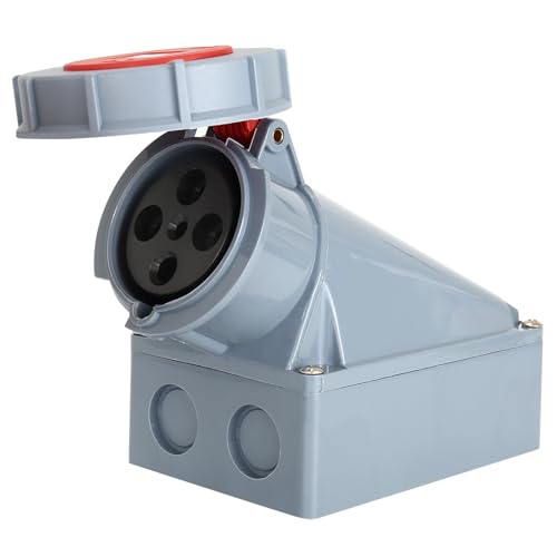 IEC 60309 Waterproof Industrial Connector Socket, 5 Pin 63A 380-415V 3P+E+N 6H IP67 Female Power Connector, Heavy Duty CEE Industrial Socket for Aviation and Industry - size: 3P+E Surface mounted socket-63A
