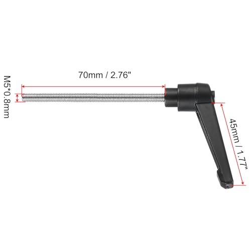 uxcell Adjustable Clamping Lever Handle M5(0.8mm Pitch) x 70mm Metric 304 Stainless Steel Male Threaded Stud Hand Knobs Push Button Ratchet Screw Handles Bolts with Locking Lever Black - size: M5 x 70mm