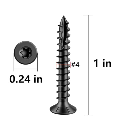 Wensilon #4 * 1" Black Deck Screws 910pcs 2 lbs 3x25mm - color: Black, size: #4*1"