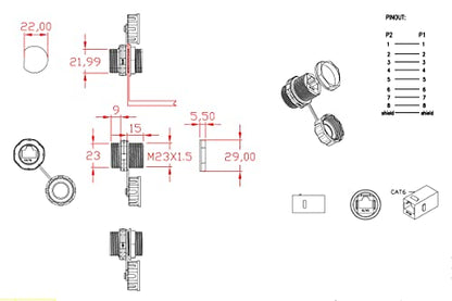 10PCS Panel Mounting Shielded CAT6 RJ45 Waterproof Connector - size: 10 Pieces CAT6