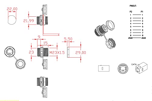 10PCS Panel Mounting Shielded CAT6 RJ45 Waterproof Connector Cat5/5e/6 8P8C Ethernet LAN Cable Coupler Double Head Adapter with Waterproof/Dust Cap (Pack of 2) - size: 10 Pieces CAT6 (Pack of 2)