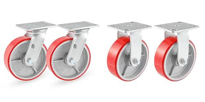 3"x2" Industrial Casters- Heavy Duty Casters,Polyurethane on Aluminum Casters Set of 4 - Loading Capacity up to 2800LB.Use for workbenches, Machines,Equipment (3inch Swivel and Rigid)