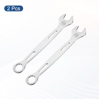 HARFINGTON 2Pcs Combination Wrench 14mm Metric 12-Point Box and Open End - size: 14mm