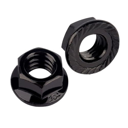 Black 1/2"-13 Serrated Flange Hex Nuts, 304 Stainless Steel 18-8, Coarse Thread UNC, Full Thread, Pack of 10 - color: Black, size: 1/2"-13(10Pcs)