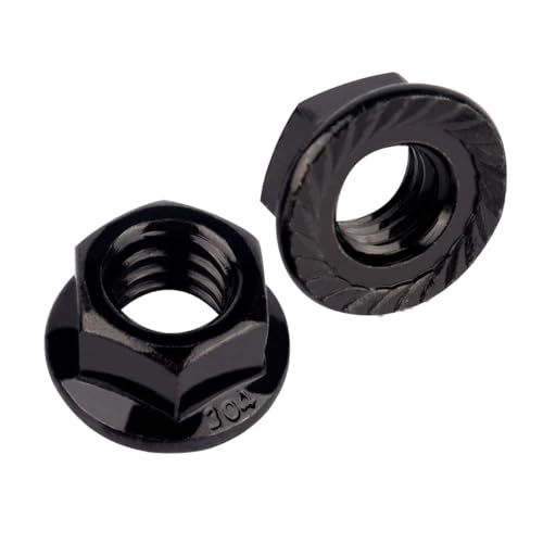 Black 5/16"-18 Serrated Flange Hex Nuts, 304 Stainless Steel 18-8, Coarse Thread UNC, Full Thread, Pack of 15 - color: Black, size: 5/16"-18 (15 Pcs)