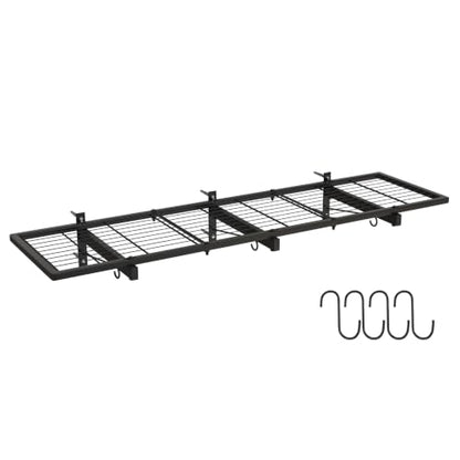 Garage Wall Shelves, 46"X12.5" Garage Shelving Wall Mounted, Heavy Duty Shelf Storage Rack with 4 Hooks, Black Organizer Floating Metal Shelf 160 LBS Capacity for Office, Basement, Laundry Room - size: A-1 PACK