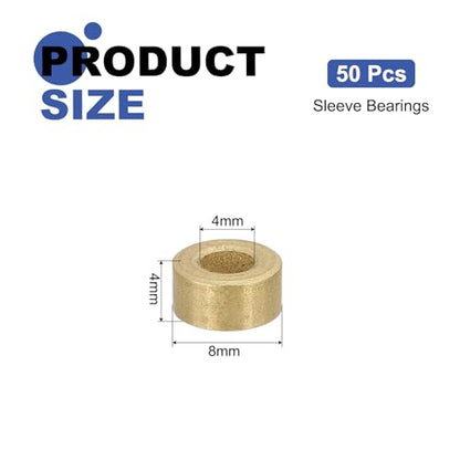 uxcell 50Pcs Sleeve Bearings, 4mm Bore x 8mm OD x 4mm Length, Self-Lubricating Sintered Bronze Bushings - size: 4mm Bore x 8mm OD x 4mm Length