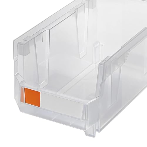 Stackable Clear Plastic Storage Bins 37.6 x 21.6 x 18 cm Set of 6
