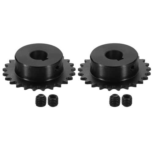 uxcell 2 Pcs #25 Chain Roller Sprocket 12.7mm Bore, 1/4" Pitch 25 Tooth C45 Carbon Steel ANSI #25 Roller Sprocket Keyway 5 x 2.3mm with Set Screws for ISO 04C Chain - size: 12.7mm Bore 25 Tooth 5 x 2.3mm Keyway