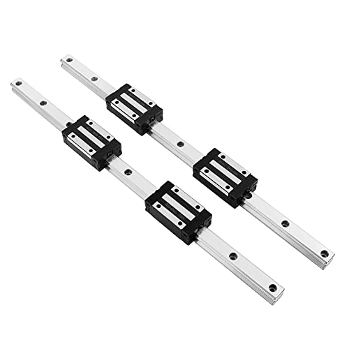 [2 Pack] HGR20/HGH20 400mm / 15.74inch Linear Sliding Rail Guide with 4 HGH20CA Linear Bearing Sliding Carriage Block for 3D Printer, CNC Machine and Routers (400mm, HGR20/HGH20) - size: 400mm