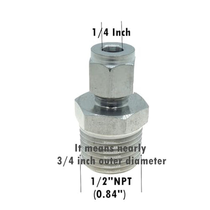 1 piece 1/4" Tube OD x 1/2" NPT Male Pipe Double Ferrule Compression Fitting Straight Adapter Connector 304 Stainless Steel,1000 Psi - size: 1/4"OD x 1/2"NPT, style: 1 piece