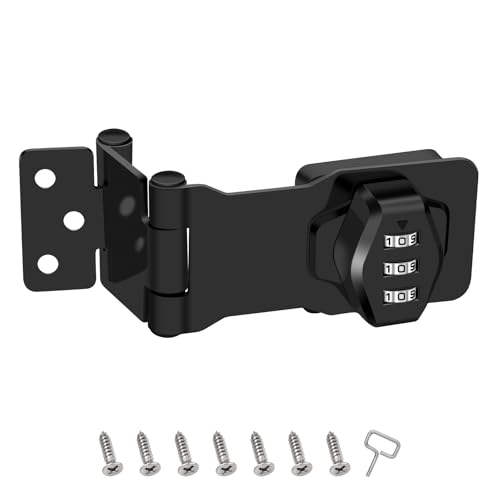 1 Pack Password Rotary Hasp Locks, Collapsible Solid 304 Stainless Steel - color: 1 Pack(Combination Lock) Black