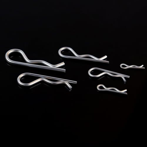100 Pcs Cotter Pin R Pins Carbon Steel R Clips Zinc Plated Hitch Pins Spring Fastener Assortment Kit Retaining Pin Hair Pin Hairpin Clip 6 Size Heavy Duty R Pin Used for Hitch Pin Lock System (Silver)