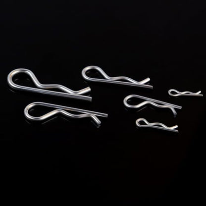 100 Pcs Cotter Pin R Pins Carbon Steel R Clips Zinc Plated Hitch Pins Spring Fastener Assortment Kit Retaining Pin Hair Pin Hairpin Clip 6 Size Heavy Duty R Pin Used for Hitch Pin Lock System (Silver)