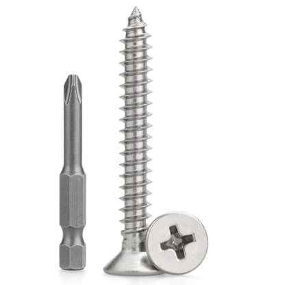 #6 x 1-1/2" (80 PCS) Stainless Steel Flat Self-Tapping Screws (ST3.5x38mm) - size: #6 x 1-1/2" (80 PCS)