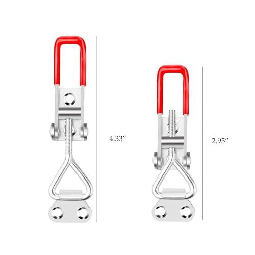 Toggle Clamp 4001 2PCS, 304 Stainless Steel Heavy Duty Latch for Woodworking & Metalworking,Adjustable Quick Release Pull Latch 250LBS Capacity, Quick Release Toggle Clamps (Red)