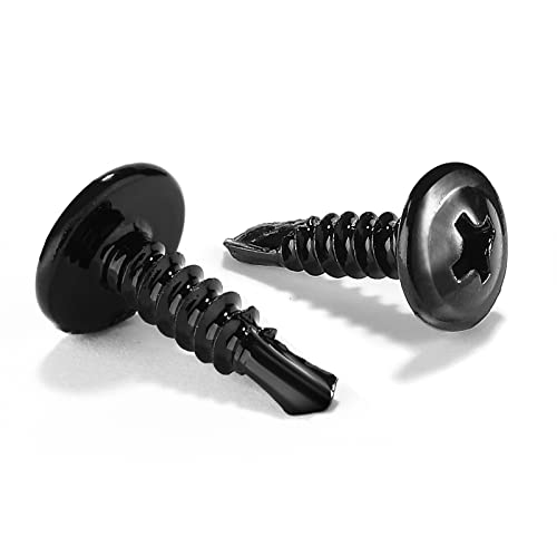 #8 x 5/8" Sheet Metal Screws 100Pcs 410 Stainless Steel Truss Head Fast Self Tapping Screws Black Oxide by SG TZH - color: Black, size: #8 x 5/8"