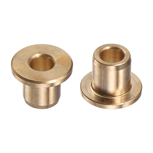 HARFINGTON 2pcs Flange Bearing Sleeve 6mm Bore 10mm OD 12mm Length 2mm Flange Thickness Bronze Bushing Self-Lubricating Bushings Sleeve for Industrial Equipment - size: 6mmx10mmx12mm