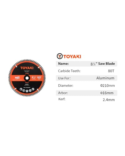 8-1/4 Inch Miter Saw Blade, 80-Tooth TCG for Cutting Aluminum - size: 8-1/4"_80T_arbor(16mm)