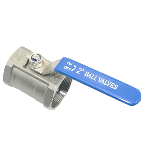 VARMHUS 2" Stainless Steel 304 Ball Valve 1Pc Type NPT Female Threaded with Heavy Duty Blue Vinyl Insulation Handle,CF8M Ristricted Flow,1000 WOG (2") - size: 1 Piece 2 inches