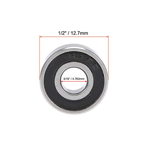 uxcell R3-2RS Deep Groove Ball Bearing 3/16-inchx1/2-inchx0.196-inch Sealed Z2 Lever Bearings 10pcs - size: 3/16"x1/2"x10/51"