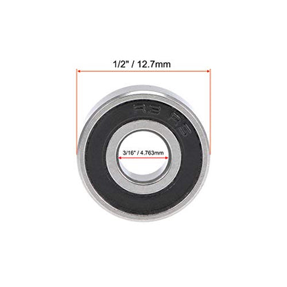 uxcell R3-2RS Deep Groove Ball Bearing 3/16-inchx1/2-inchx0.196-inch Sealed Z2 Lever Bearings 10pcs - size: 3/16"x1/2"x10/51"