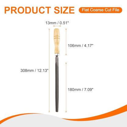 HARFINGTON Triangle Coarse Teeth Cut File 8" Double Cut Teeth High Carbon Steel Hand Rasp File Wood Handle for Metal Wood Deburring Removing - size: 8", style: Coarse