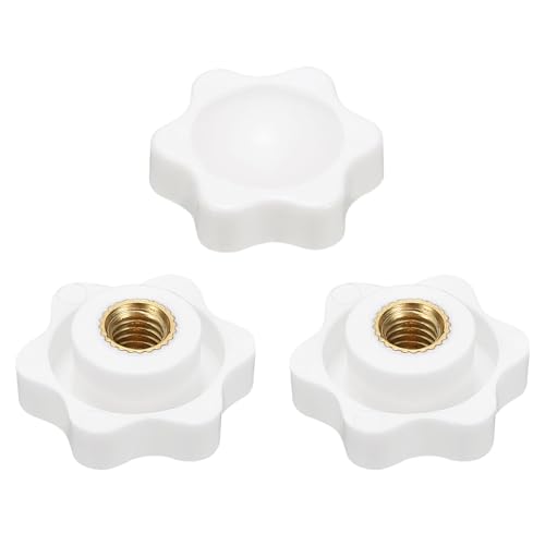 HARFINGTON Star Knob M6 Female Thread 25mm Head Brass Insert White 3pcs - color: White, size: M6 x 25mm