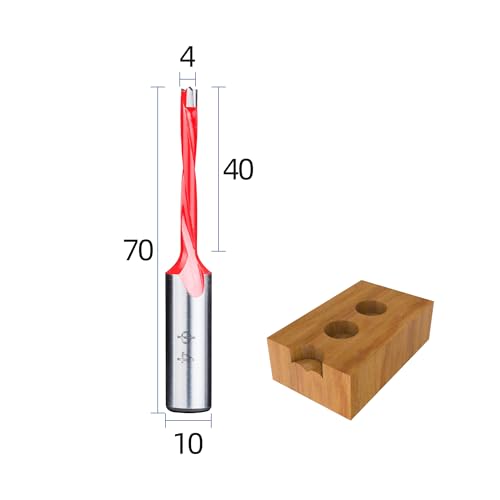 HUHAO 4mm Carbide Tipped Brad Point Boring Bit, Left Hand Dowel Drill Bits - size: 4mm Dia x 70mm Long x 10mm Shank L