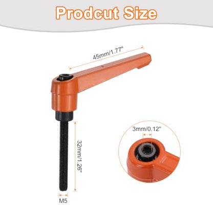 uxcell Clamping Lever Handles for Lathe, M5x40mm Male Thread Orange 4Pcs - size: M5x40mm