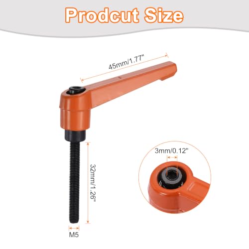 uxcell Clamping Lever Handles for Lathe, M5x40mm Male Thread Orange - size: M5x40mm