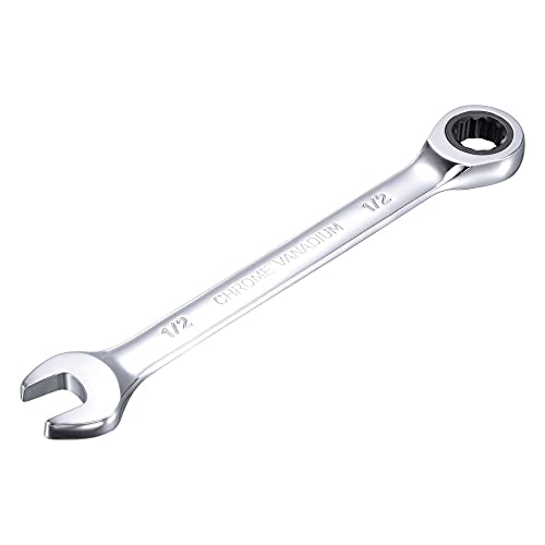uxcell 1/2 Inch Ratcheting Combination Wrench SAE 72 Teeth 12 Point Ratchet Box Ended Spanner Tools, Cr-V - size: 1/2"