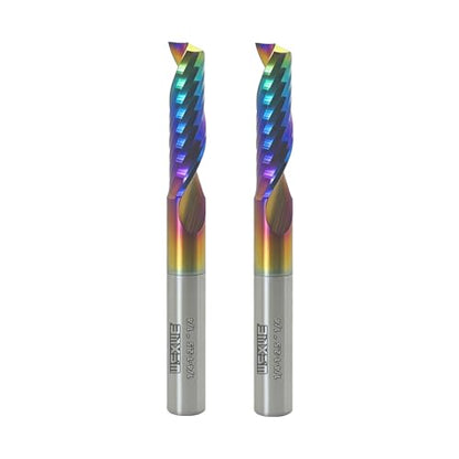 Tools Solid Carbide CNC Spiral Single Flute End Mill - for Acrylic Plate Aluminum, Wood, Plastic, Brass, Copper Cutting - 1/4 Diameter 1/4" Shank 2.5" Length,1 Flute (1/4-1-2.5" 2PCS) - size: 1/4-1-2.5" 2PCS