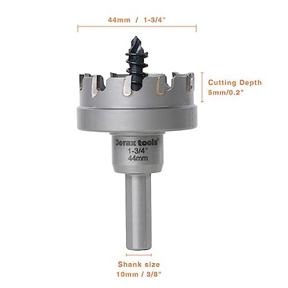 TCT Hole Cutter 1-3/4" Carbide Tipped 5mm Depth SS Iron Steel - size: 45mm | 1-3/4", style: Single Pack