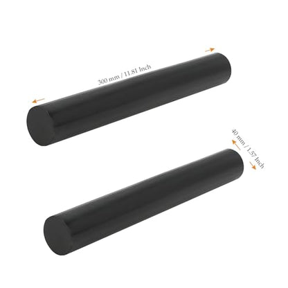 MUKCHAP 2Pcs 1.57 x 11.8 Inch Black Round Acetal Copolymer Rods, Long Pom Plastic Rods, Plastic Bar Stock for Bushings, DIY, Spacers