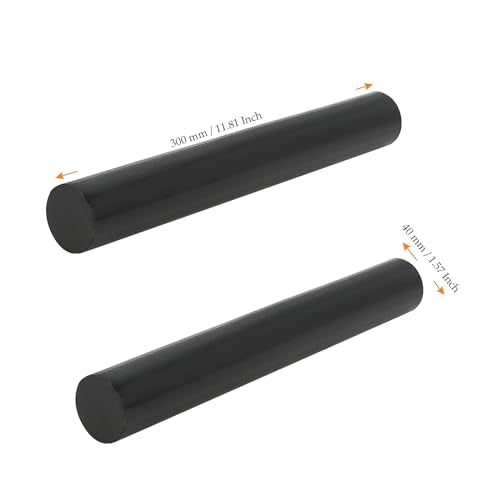 MUKCHAP 2Pcs 1.57 x 11.8 Inch Black Round Acetal Copolymer Rods, Long Pom Plastic Rods, Plastic Bar Stock for Bushings, DIY, Spacers