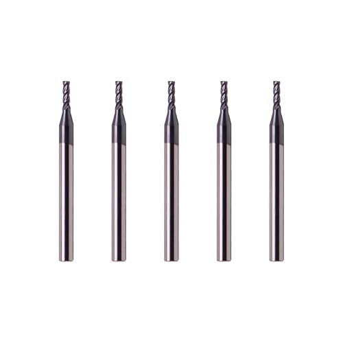 LU&MN Carbide Square End Mill, 4 Flute, 3/32" Dia 1/8" Shank Dia, 5 Piece - size: 3/32 in