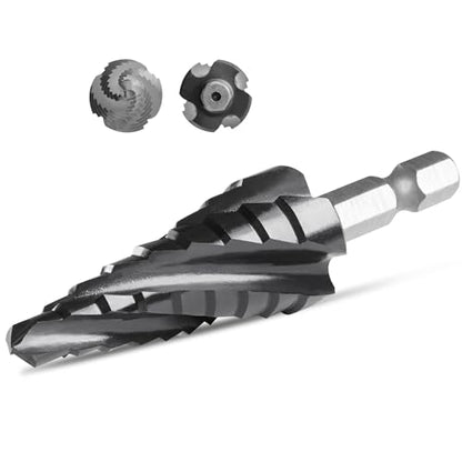 Cobalt M35 4 Spiral Flutes Step Drill Bit for Metal 1/4" to 3/4" - size: M35 1/4-3/4