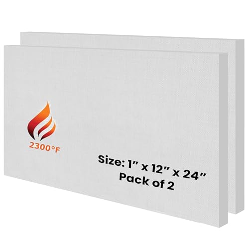 2 Pack Ceramic Fiber Board, 1" Thick x 12" x 24", Fireproof Board - size: 1" x 12" x 24" / 2 PCS