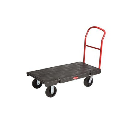 Rubbermaid Commercial Products Heavy-Duty Platform Truck, 2,000 Pound Capacity, 24" x 48" Platform, 8" TPR Casters, Black, for Warehouse/Garage/Cleaning/Manufacturing - size: 24x48, style: TPR Casters