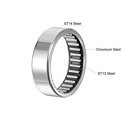 uxcell SCE228 Needle Roller Bearings, Drawn Cup Open End, 1-3/8-inch Bore 1-5/8-inch OD 1/2-inch Width 23700N Static Load 13600N Dynamic Load 5pcs - size: 1-3/8x1-5/8x1/2"