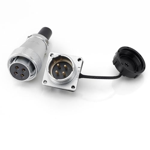 Weipu WS24 4-Pin Aviation Circular Connector, Male & Female Plug Socket, Bulkhead Solder Type, Industrial Automotive Power Cable Connector - color: Female Plug and Male Socket, size: 4 Pin