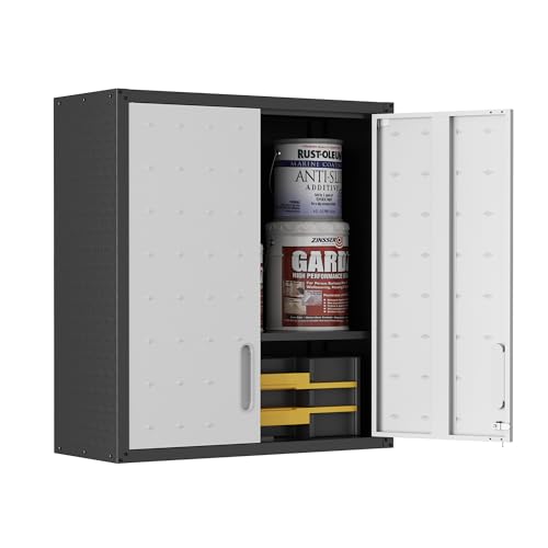 Garage Wall Cabinet Metal Storage Cabinet with Lockable 2 Doors - color: Black/Gray, style: 2 doors wall cabinet 02
