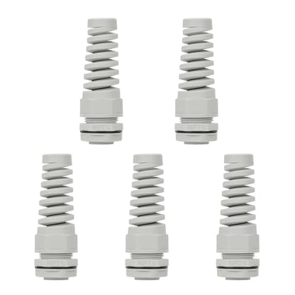 LeMotech 5Pcs NPT 3/4" IP68 Waterproof Cable Gland Flex Spiral Strain Relief Grey Nylon Joint with Gaskets for 13-18mm Wire Thread - color: Grey, size: NPT 3/4" (5-Pack)